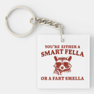 Are You A Smart Fella Or Fart Smella Retro Cartoon Key Ring