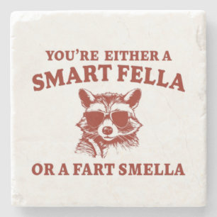 Are You A Smart Fella Or Fart Smella Retro Cartoon Stone Coaster