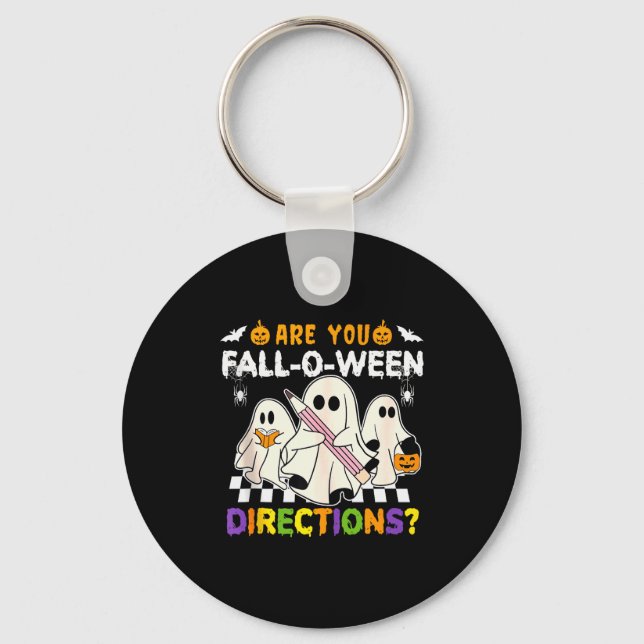 Are You Fall O Ween Directions Ghost Christian Hal Key Ring (Front)