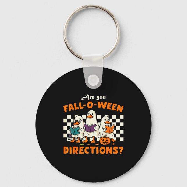 Are You Fall-o-ween Directions Ghost Goose Teacher Key Ring (Front)