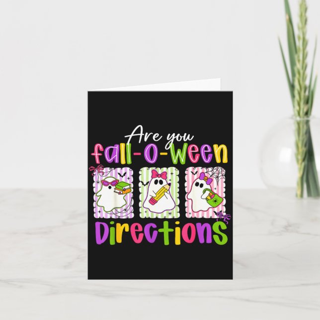 Are You Fall-o-ween Directions Soky Cute Ghost Tea Card (Front)