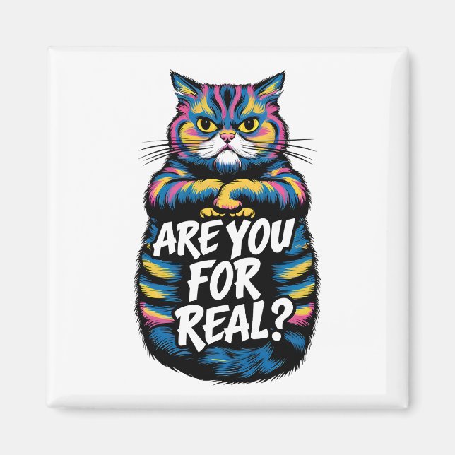 Are You For Real Funny Grumpy Cat Magnet (Front)