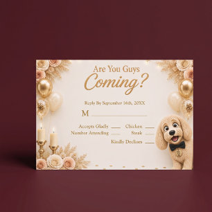 Are You Guys Coming? Funny Dog Cream RSVP Card