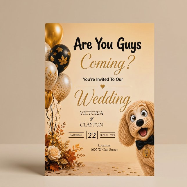 Are You Guys Coming? Funny Dog Fall Wedding Invitation (Creator Uploaded)
