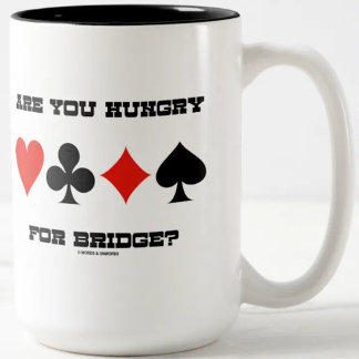 Are You Hungry For Bridge? (Four Card Suits) Two-Tone Coffee Mug