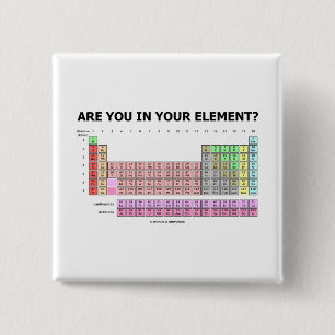 Are You In Your Element? (Periodic Table Humour) 15 Cm Square Badge