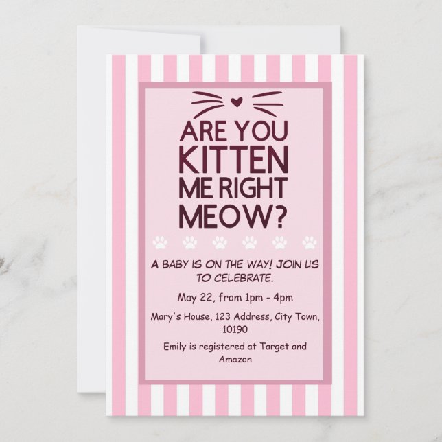 Are you Kitten Me? A baby is coming! Invitation (Front)