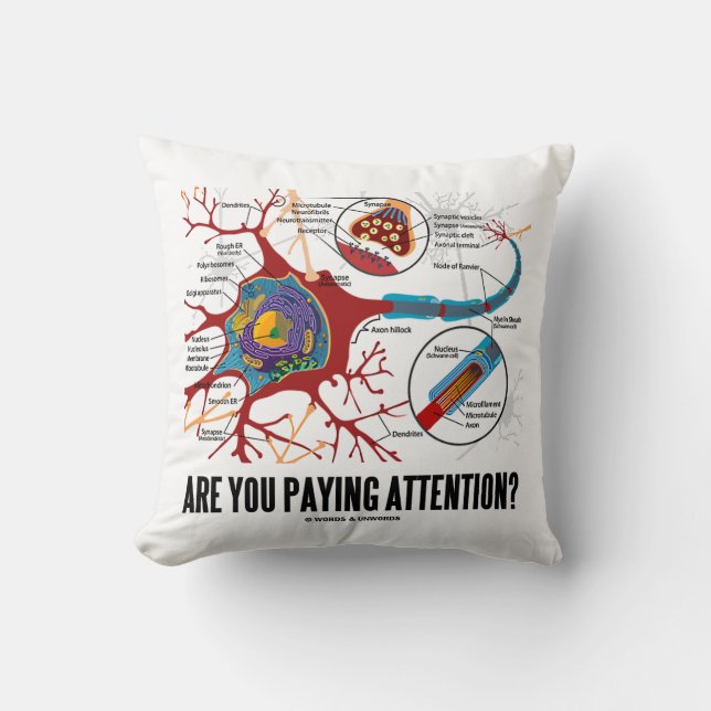 Are You Paying Attention? Neuron Synapse Humour Cushion (Front)