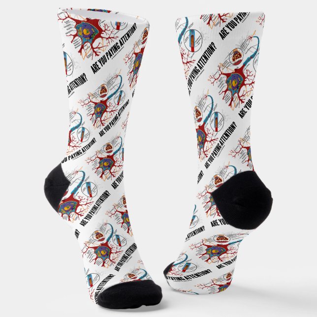 Are You Paying Attention? Neuron Synapse Humour Socks (Angled)