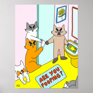 Are You Pooping ? Colourful Funny Cat Poster