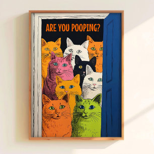 Are You Pooping Print Bathroom Wall Art Cat Printa