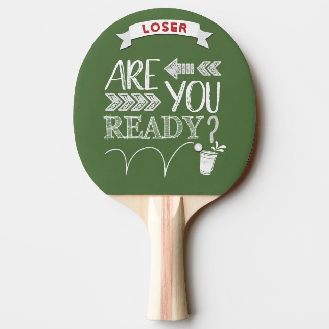 Are You Ready? Beer Pong Football Chalkboard Ping Pong Paddle (Back)