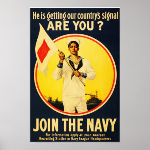 Are You Ready? JOIN THE NAVY! US War Recruitment Poster