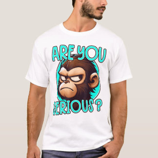 Are You Serious Grumpy Funny Monkey Memo T-Shirt