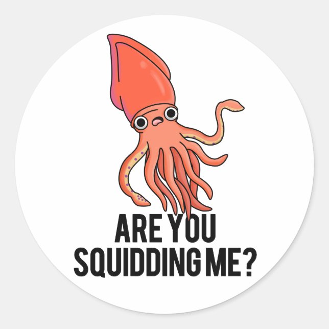 Are You Squidding Me Funny Squid Pun  Classic Round Sticker (Front)