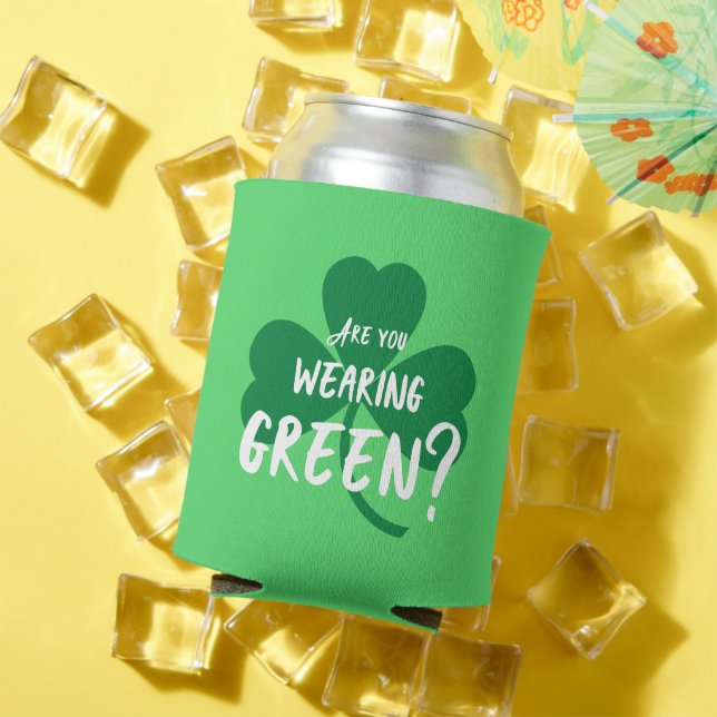 Are You Wearing Green? St. Paddy's Day Shamrock Can Cooler (In Situ Summer)