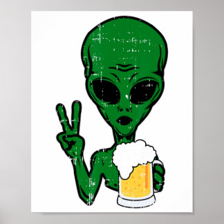 Area-51 Alien Beer Peace Sign Lazy Drinking Hallow