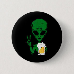 Area-51 Alien Beer Peace Sign Lazy Drinking Hallow 6 Cm Round Badge