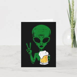 Area-51 Alien Beer Peace Sign Lazy Drinking Hallow Card
