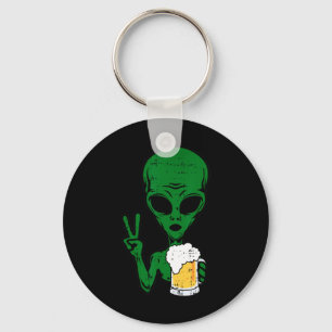 Area-51 Alien Beer Peace Sign Lazy Drinking Hallow Key Ring