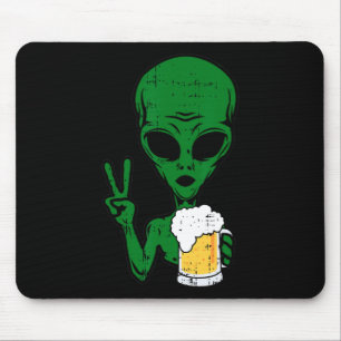 Area-51 Alien Beer Peace Sign Lazy Drinking Hallow Mouse Mat