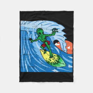 Area-51 Alien Surfing Ocean Wave Lazy Surfer Hallo Fleece Blanket