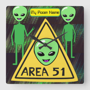 Area 51 Aliens welcome to Roswell New Mexico time Square Wall Clock