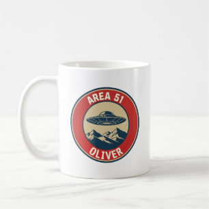 Area 51 Classified Retro UFO Alien Badge Coffee Mug