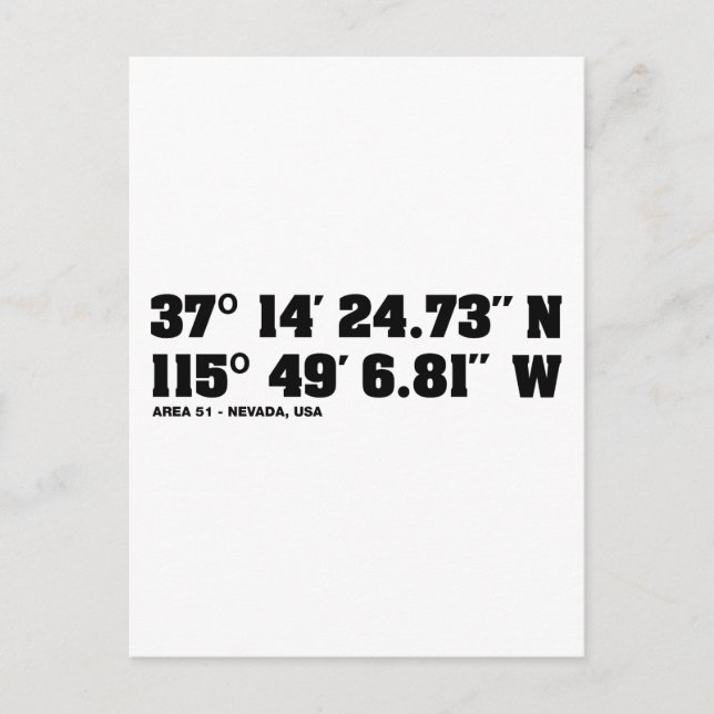 AREA 51 - coordinates Postcard (Front)