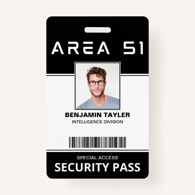 Area 51 Customised Employee Photo ID Security Pass ID Badge (Front)