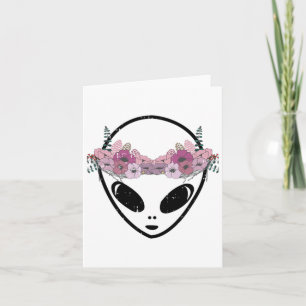 Area-51 Flower Crown Alien Head Easy Martian Hallo Card