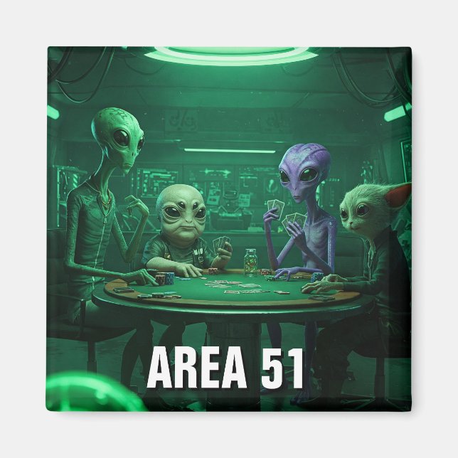Area 51 Nevada Aliens poker Magnet (Front)