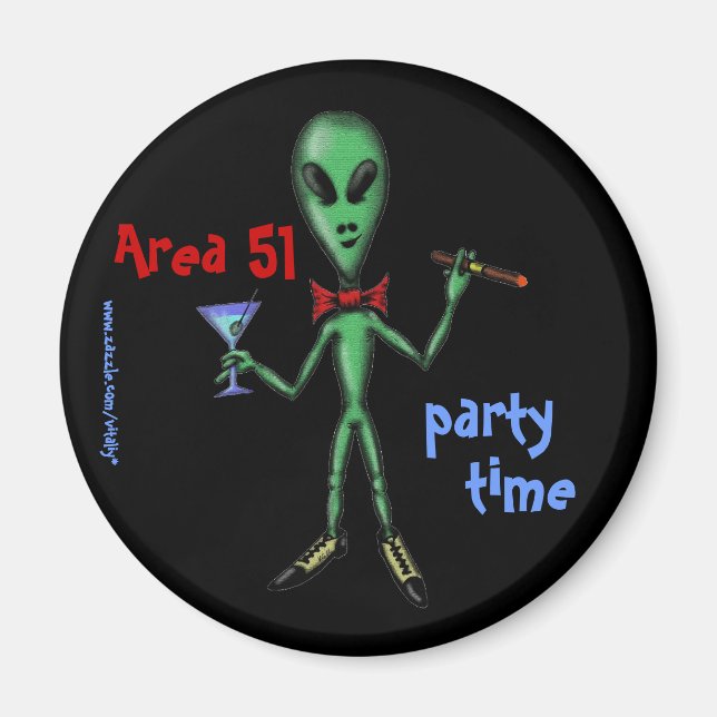 Area 51 party alien funny cartoon art magnet (Front)