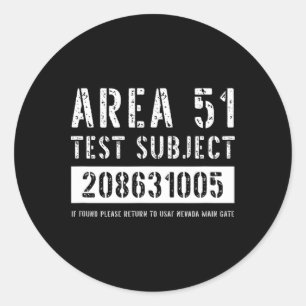 Area 51 Test Subject 1005 Alien Abduction Hallowee Classic Round Sticker