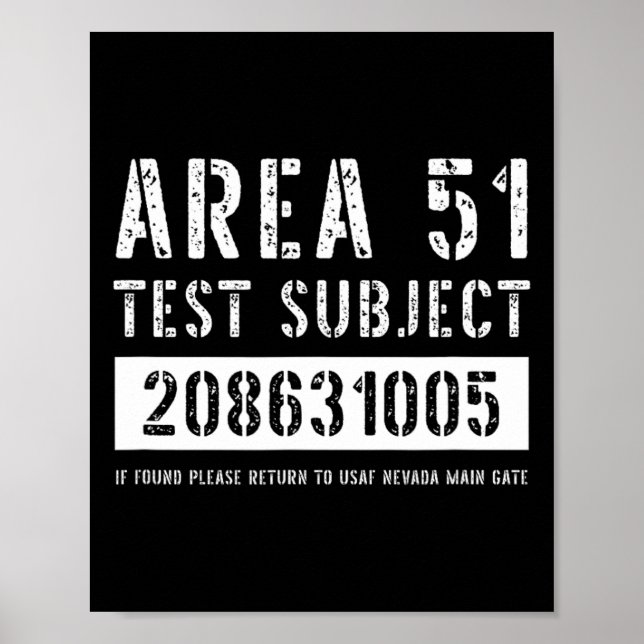 Area 51 Test Subject 1005 Alien Abduction Hallowee Poster (Front)