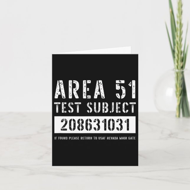 Area 51 Test Subject 1031 Alien Abduction Hallowee Card (Front)