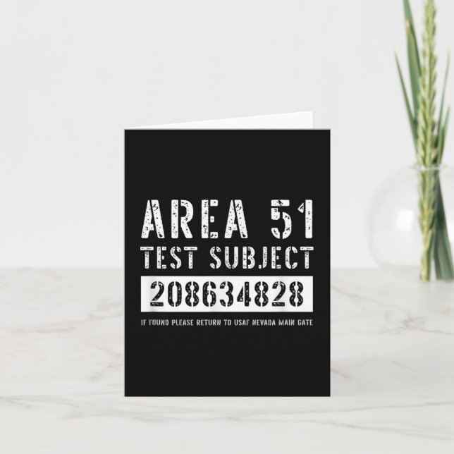 Area 51 Test Subject 4828 Alien Abduction Hallowee Card (Front)