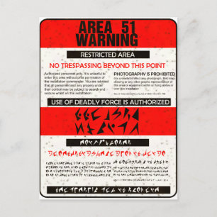 Area 51 Warning Postcard