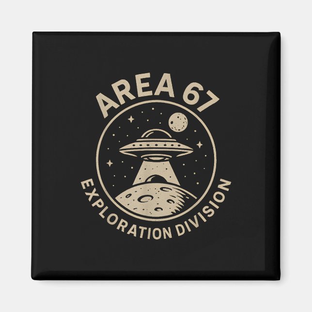 Area 67 Exploration Division Funny 67 Meme Ufo Des Magnet (Front)