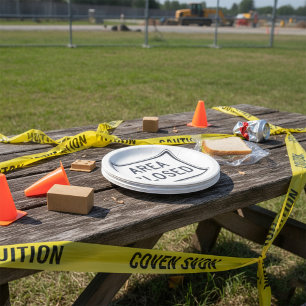 Area Closed Sign Warning Restricted Zone Paper Plate