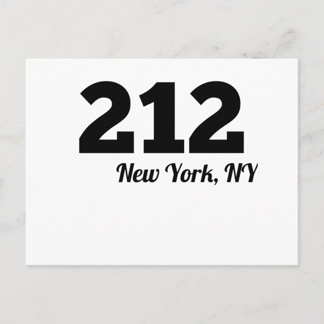 Area Code 212 New York NY Postcard (Front)