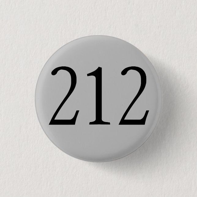 Area Code 212 (NY City) 3 Cm Round Badge (Front)