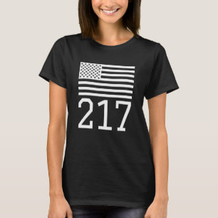 Area Code 217 American Flag Usa Springfield Illino T-Shirt