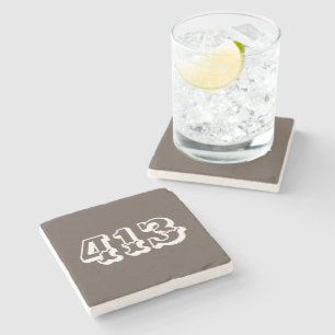 Area Code 413 Stone Coaster