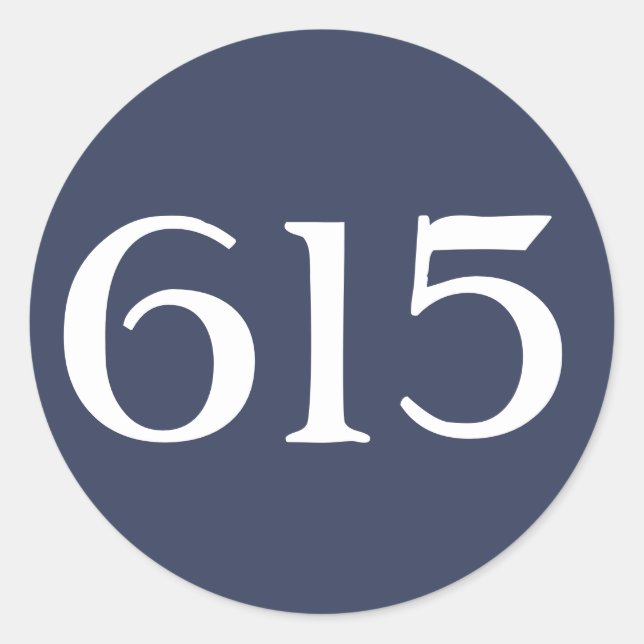 Area Code 615 (Nashville) Classic Round Sticker (Front)