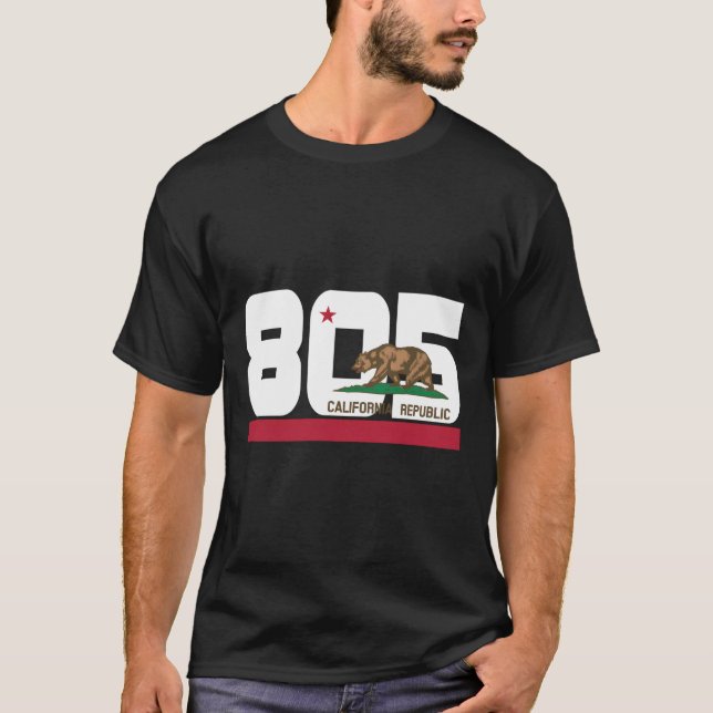 Area Code 805 Slo Santa Barbara California Flag Ca T-Shirt (Front)