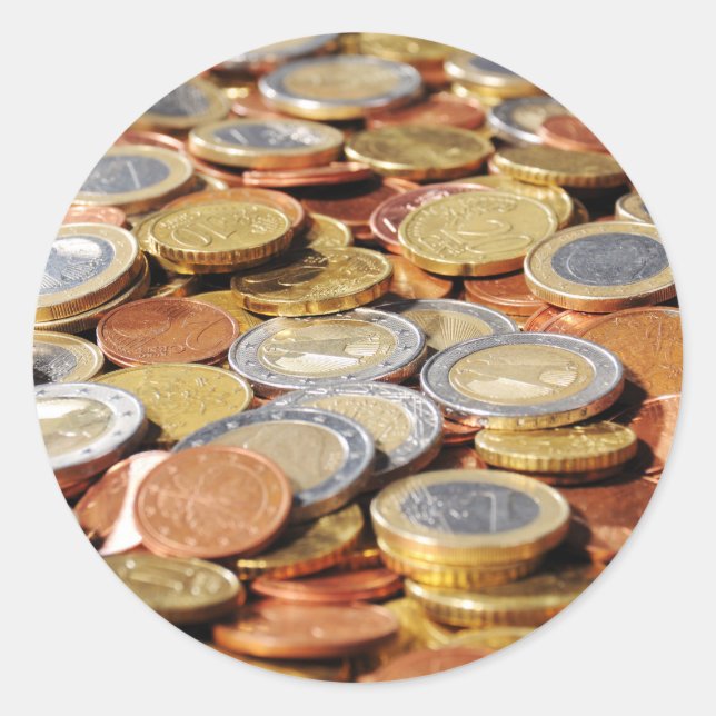 Area of euro coins classic round sticker (Front)