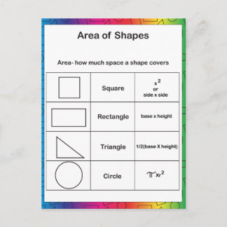Area of Shapes Rainbow Postcard