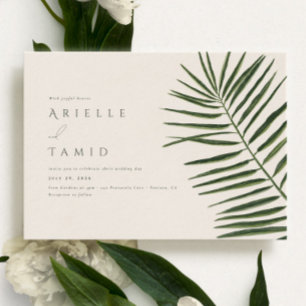 Areca Modern Watercolor Palm Landscape Wedding Invitation