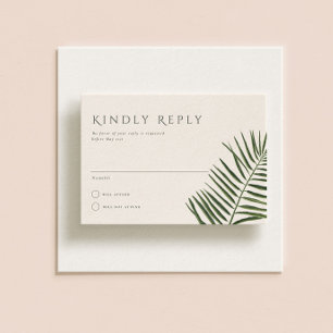 Areca Modern Watercolor Palm Wedding RSVP Invitation